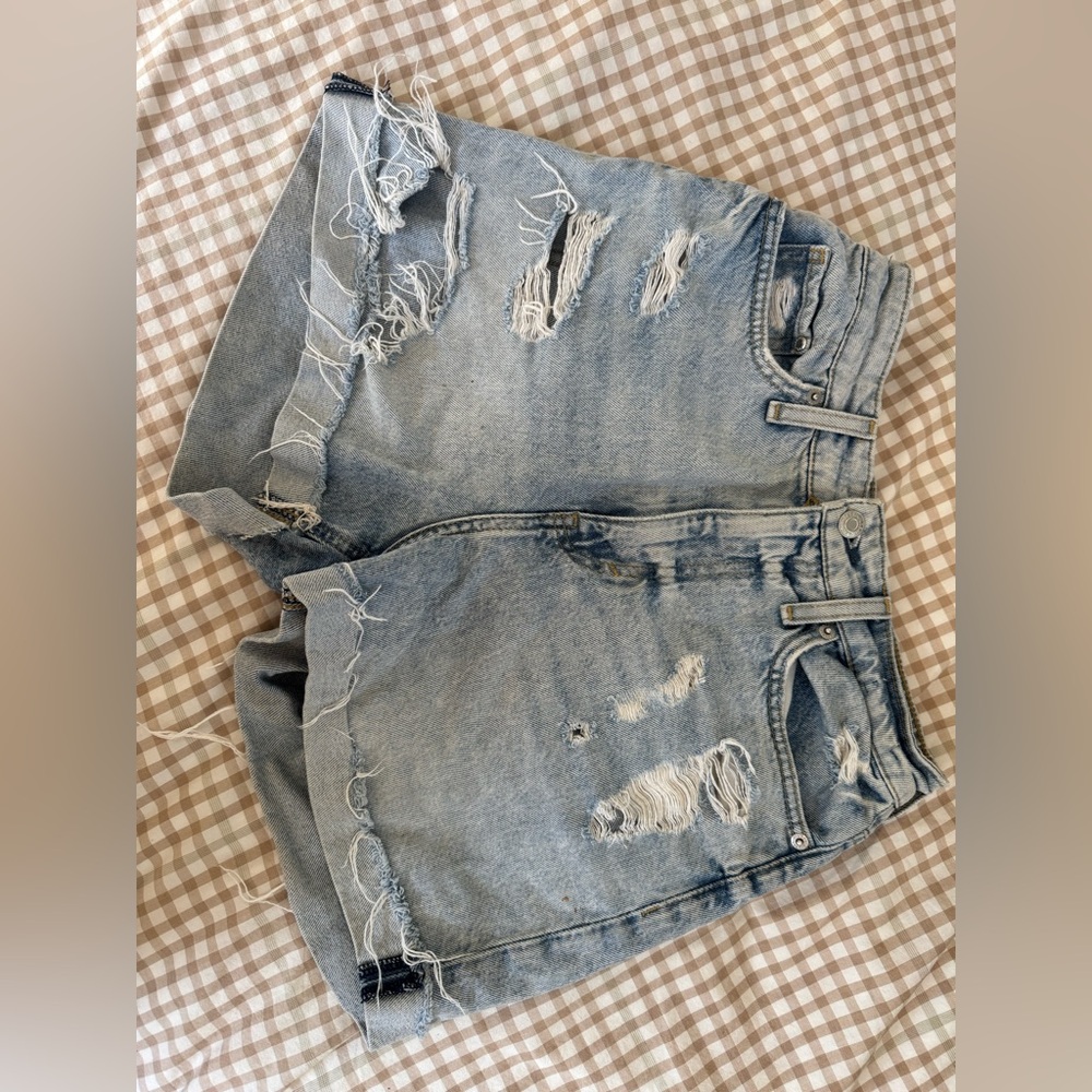 & denim ultra high waist mom shorts